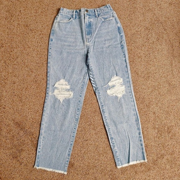 Show Me Your Mumu High Waisted Distressed Light Wash Straight Leg Jeans Size 26 - Picture 2 of 11